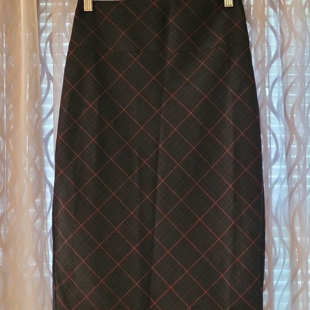 Express High Waist Pencil Skirt size 0 Blue with Red Plaid design